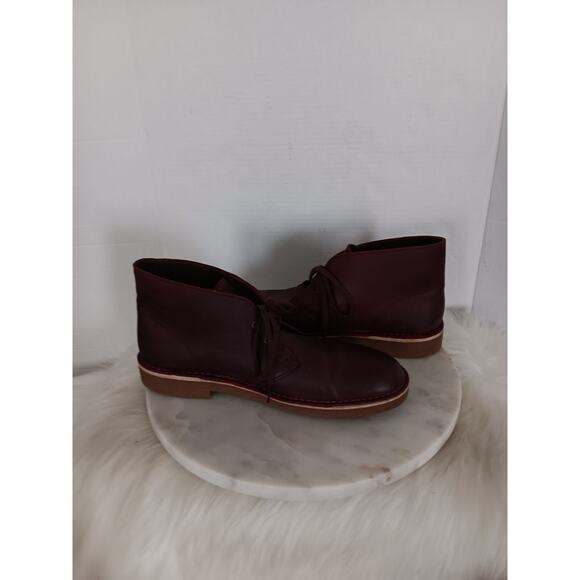 Clarks Bushacre Men\'s Size 10 Desert Boots Leather Burgundy 15522